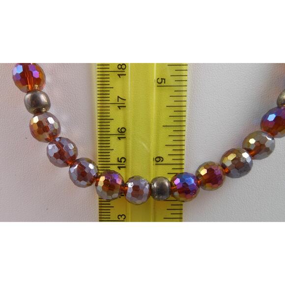 Vintage Handmade Glass Crystal Beaded Necklace Heart Toggle Red Blue Purple AB - Picture 9 of 10